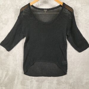 Aritzia T. Babaton Linen/Silk Blend High Low Round Neck Sweater